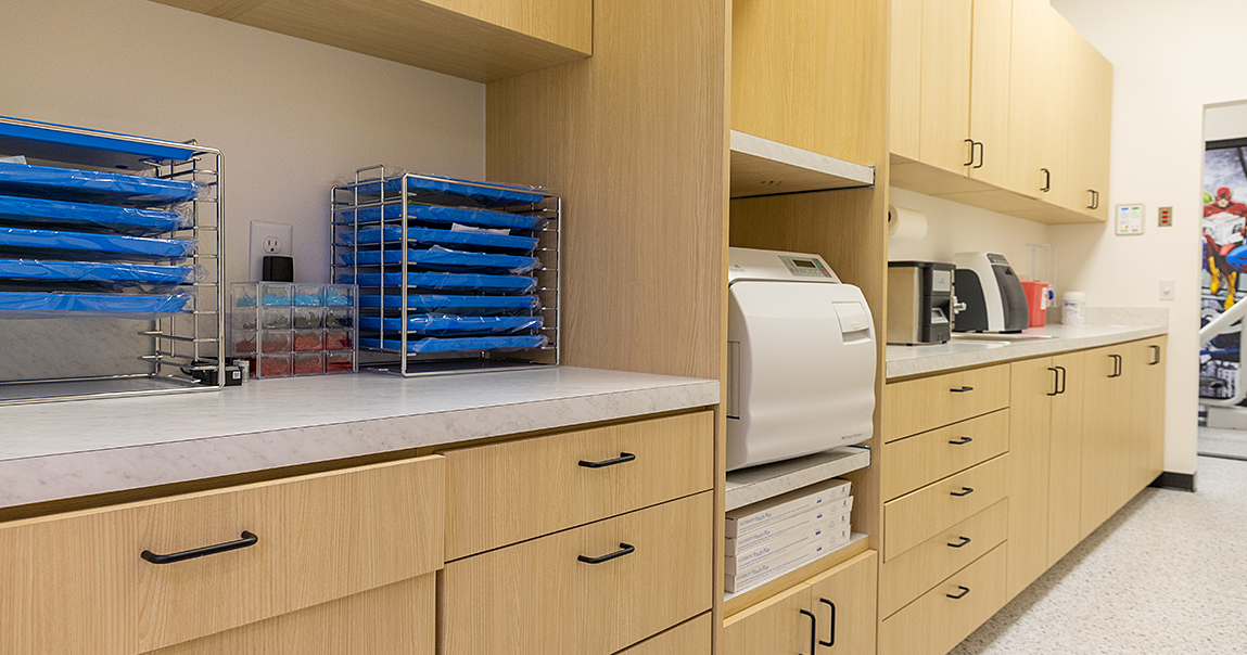 Sanitation and storage area in dental office