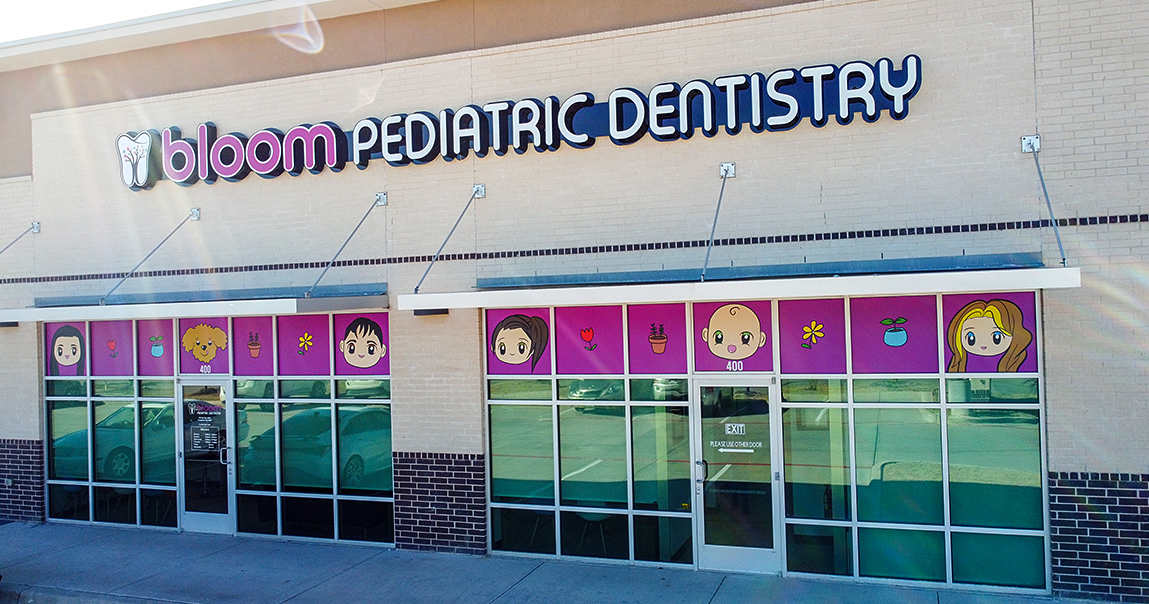 Exterior of Bloom Pediatric Dentistry office building in Murphy